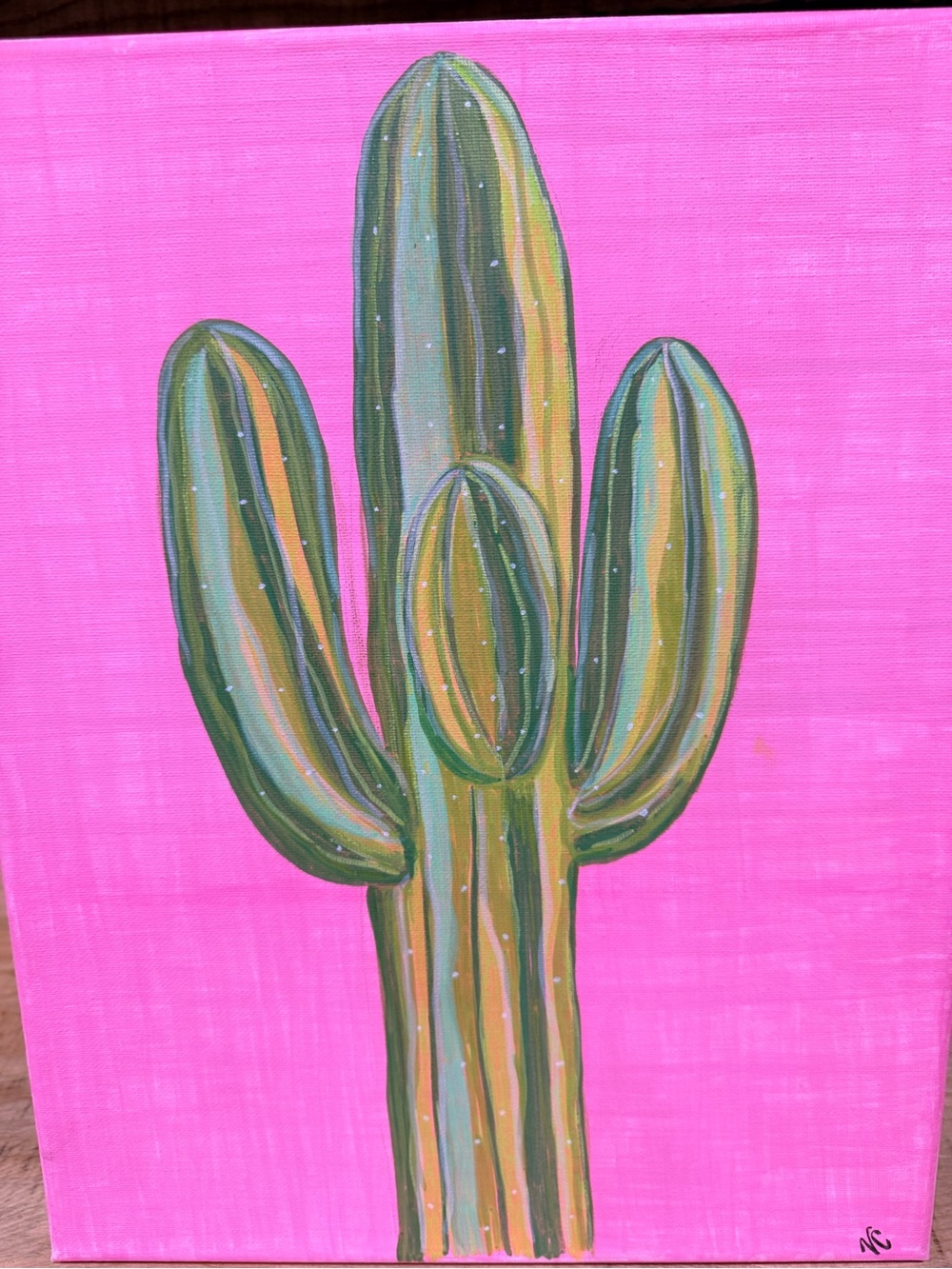 PRETTY IN PINK- Hand painted Cactus
